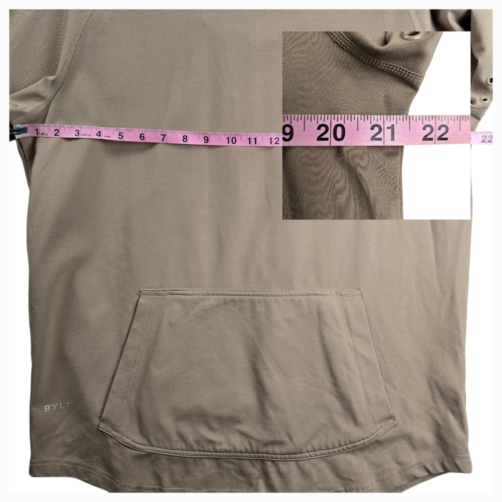 BYLT Premium Basics Elite Drop Cut Performance Pullover Hoodie Pocket Sand - Picture 11 of 15